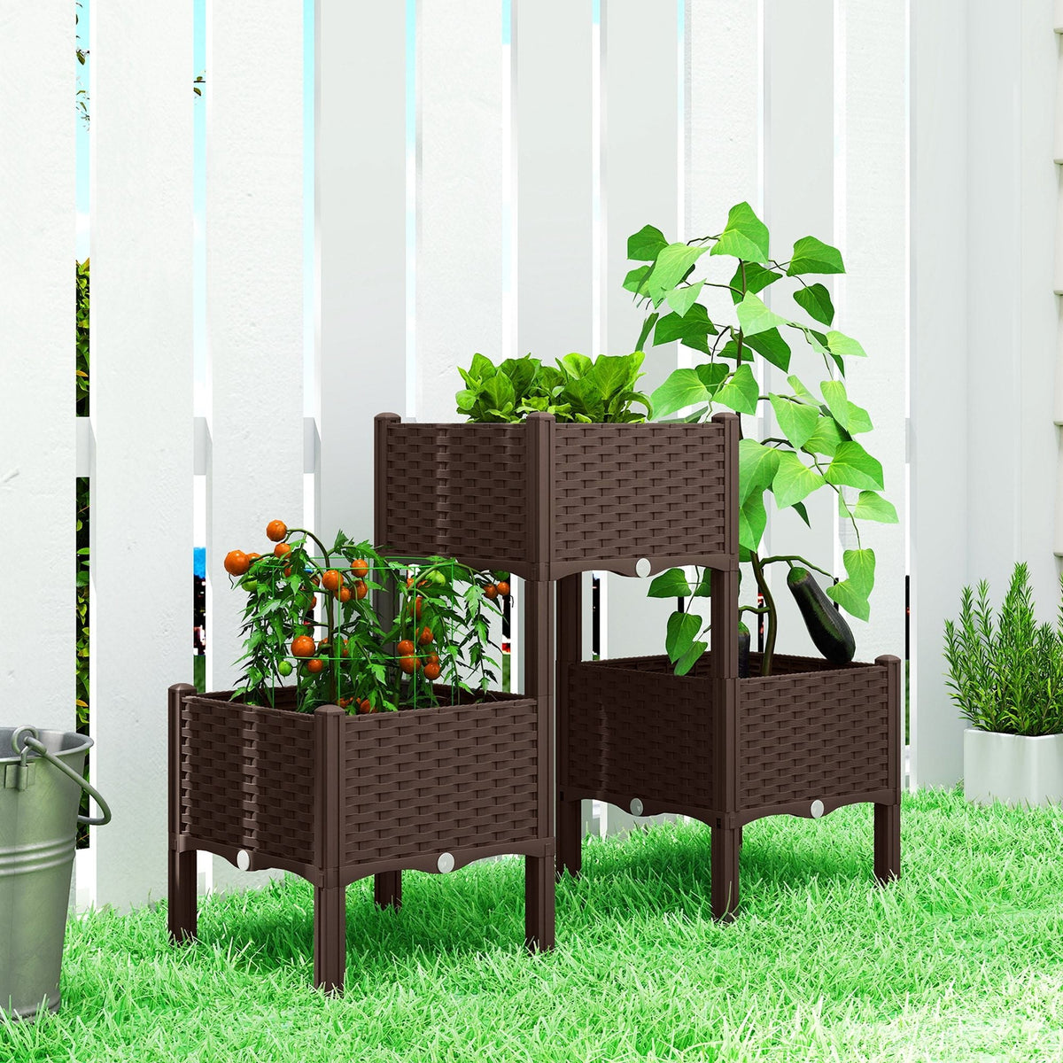 Outsunny Plastic Raised Garden Bed with Legs 84H-593V00BN