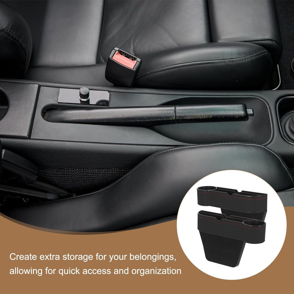 Car Seat Gap Filler Organizer with Cup Holder Black