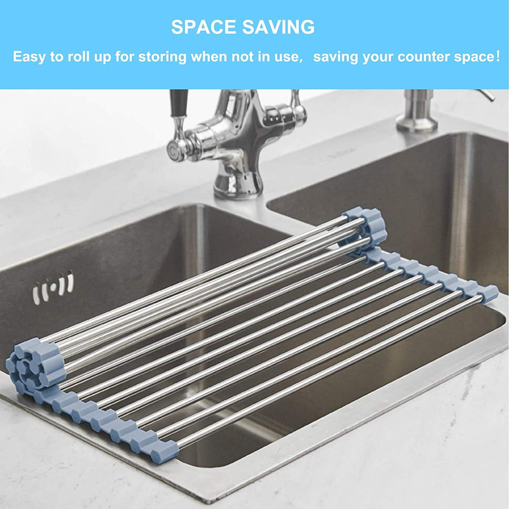 Roll-Up Stainless Steel Over-Sink Dish Drying Rack
