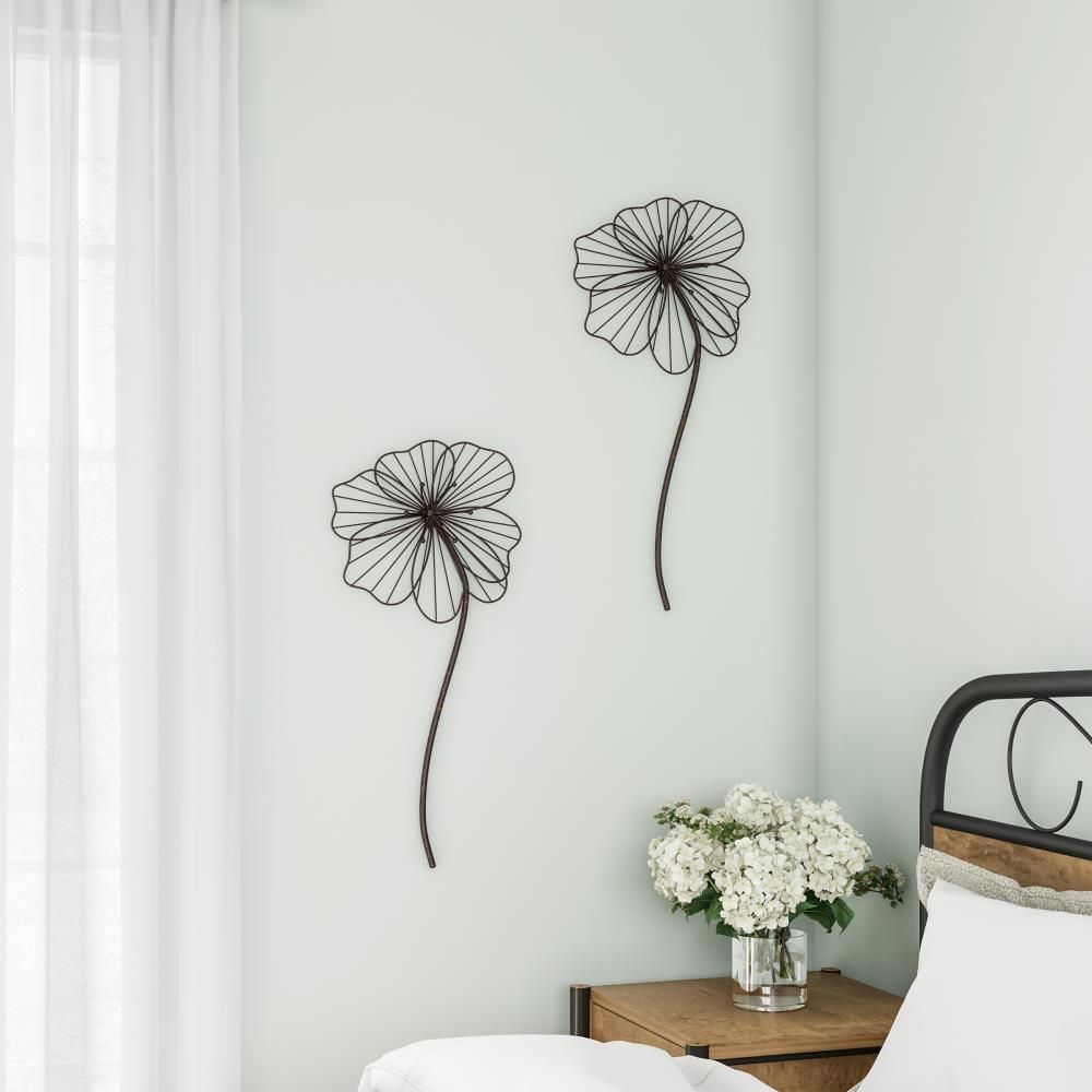 Hastings Home Brown Metal Flower Wall Accent 486682CZH