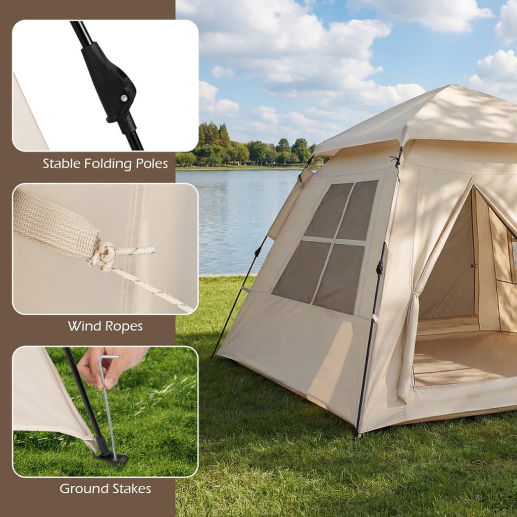 Pop-Up 4-Person Camping Tent with Removable Rainfly and Carry Bag