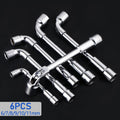 Hex Socket Wrench Set 6-Piece – L-Shaped Elbow, Mirror Perforated & Double-Head Pipe Wrench Combo Kit | Automotive, Plumbing