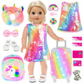 Twenty-Four-Piece Travel Accessory Set for 18-Inch Dolls with Rainbow Suitcase, Sequin Dress and Shoes — image 8