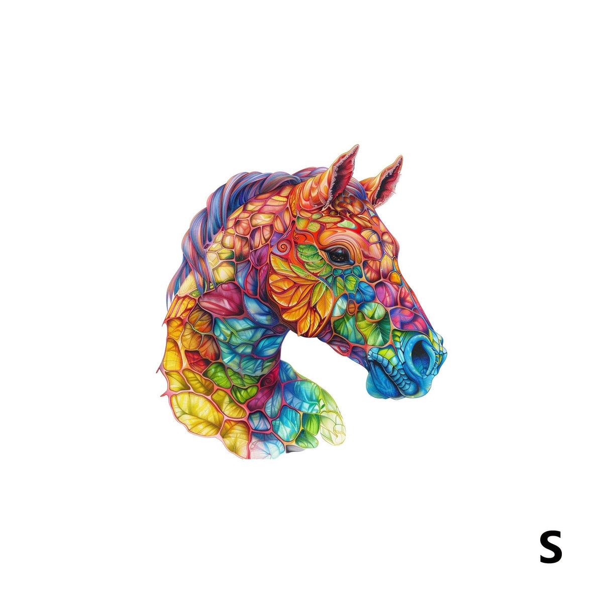 Colorful Horse Wooden Jigsaw Puzzle with Irregular Pieces and S, M and L Size Options from 4.92 to 11.02 Inches — image 1
