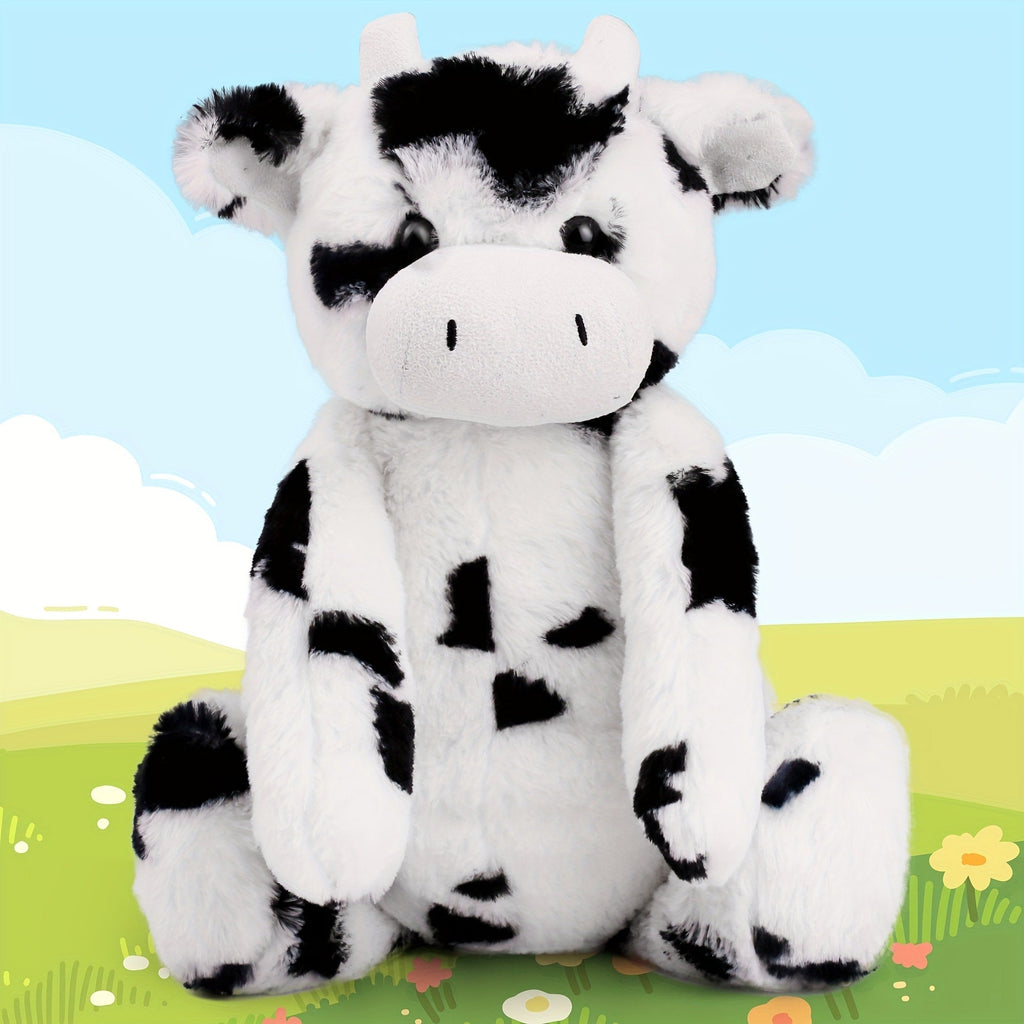 Stuffed Animal Black-and-White Cow in 16-Inch Size with Plush Fur and Care for Character Display, Room Decor and Gift Present