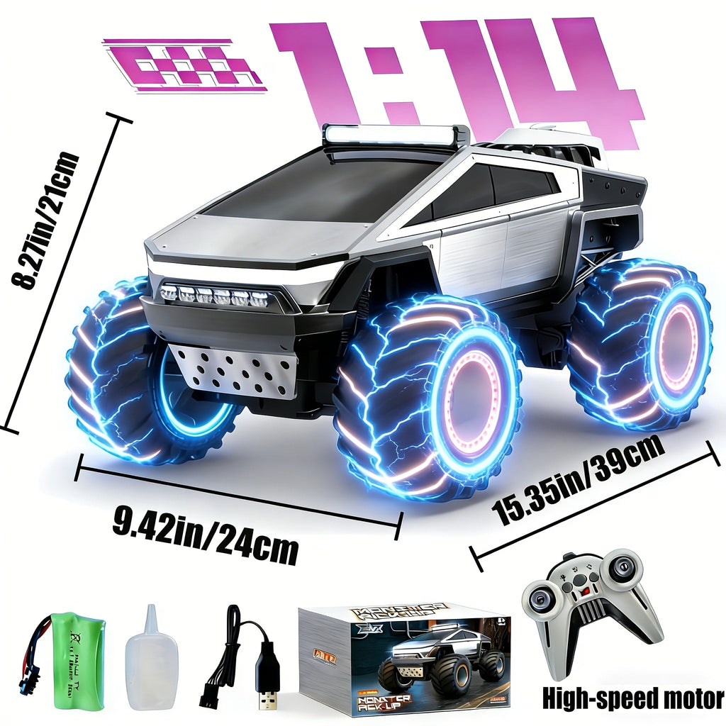Remote Control Car, Cybertruck-Style 1:14 and 1:18 Pickup Models with 2.4GHz Control, LEDs and Spray Effect — image 19