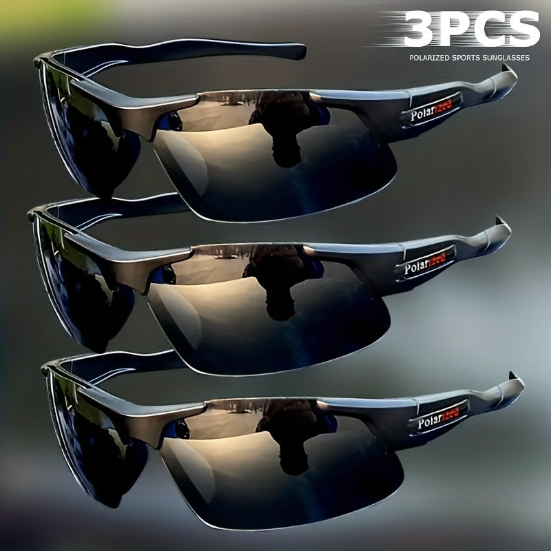 Sunglasses 3-Pack for Men with Half Frames, Lenses and Lightweight Driving Fit with Specific Frame, Lens Color and Pack Choic
