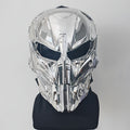 Silver-Plated Mechanical Costume Mask with Full-Face Sci-Fi Design and Sculpted Black Interior — image 1