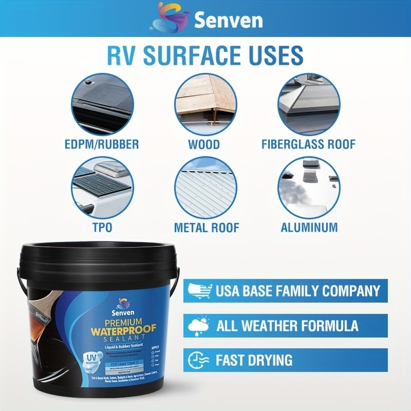 Liquid Rubber Waterproof Sealant 32oz – UV-Resistant Elastic Coating for Roof, RV, Boat, Concrete & Masonry, All-Weather Crac