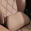 Car Neck Pillow Nappa Leather Headrest – Memory Foam Lumbar Support with Embroidery, All-Season Universal Car Interior Access
