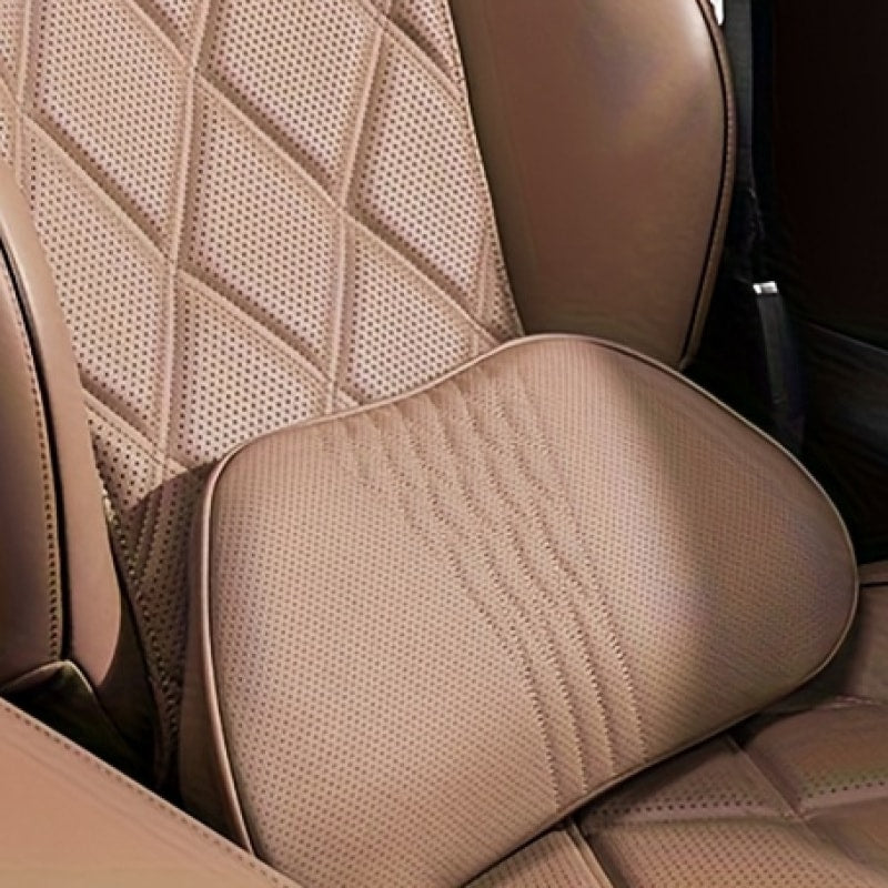 Car Neck Pillow Nappa Leather Headrest – Memory Foam Lumbar Support with Embroidery, All-Season Universal Car Interior Access