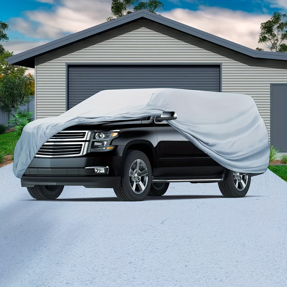 Silver XXL SUV Car Cover with Green Reflective Tabs, Elastic Hem and 540 x 200 x 180 cm Full-Body Fit — image 1